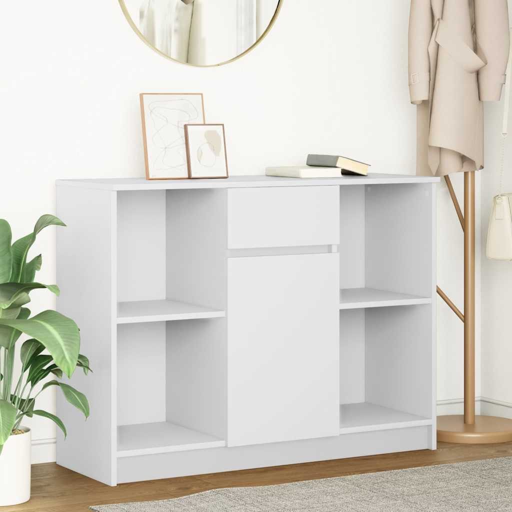 vidaXL Sideboard Sideboard mit Schublade Weiß 101x35x76 cm Holzwerkstoff (1 St)