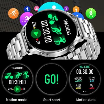 findtime Smartwatch (1,3 Zoll, Android, iOS), Herren Damen Bluetooth Anruf,Text erinnern Herzfrequenz Blutdruck IP67