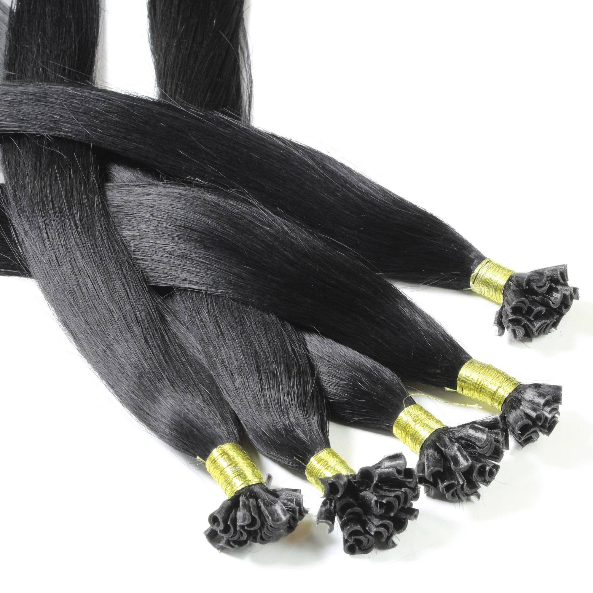 Echthaar-Extension Bonding Extensions - glatt #2/0 Schwarz 0.5g 30cm