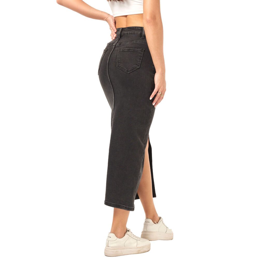 Ital-Design Jeansrock Langer Jeansrock mit Schlitz für Damen im Alltag (908 günstig online kaufen