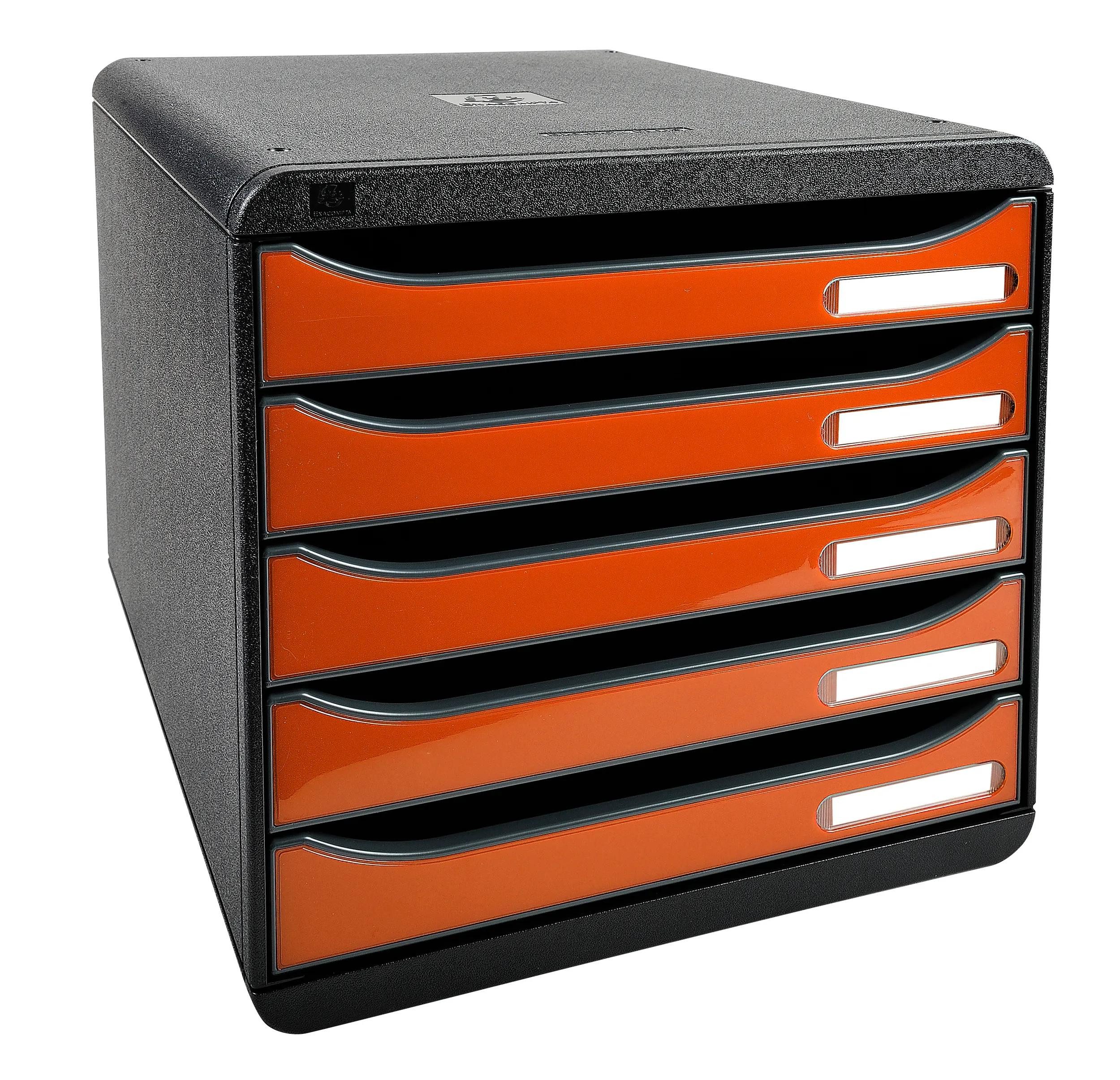 EXACOMPTA Schubladenbox Schubladenbox Big Box Plus 5 offene Schubladen Orange glossy 3097288D, Boxen stappelbar