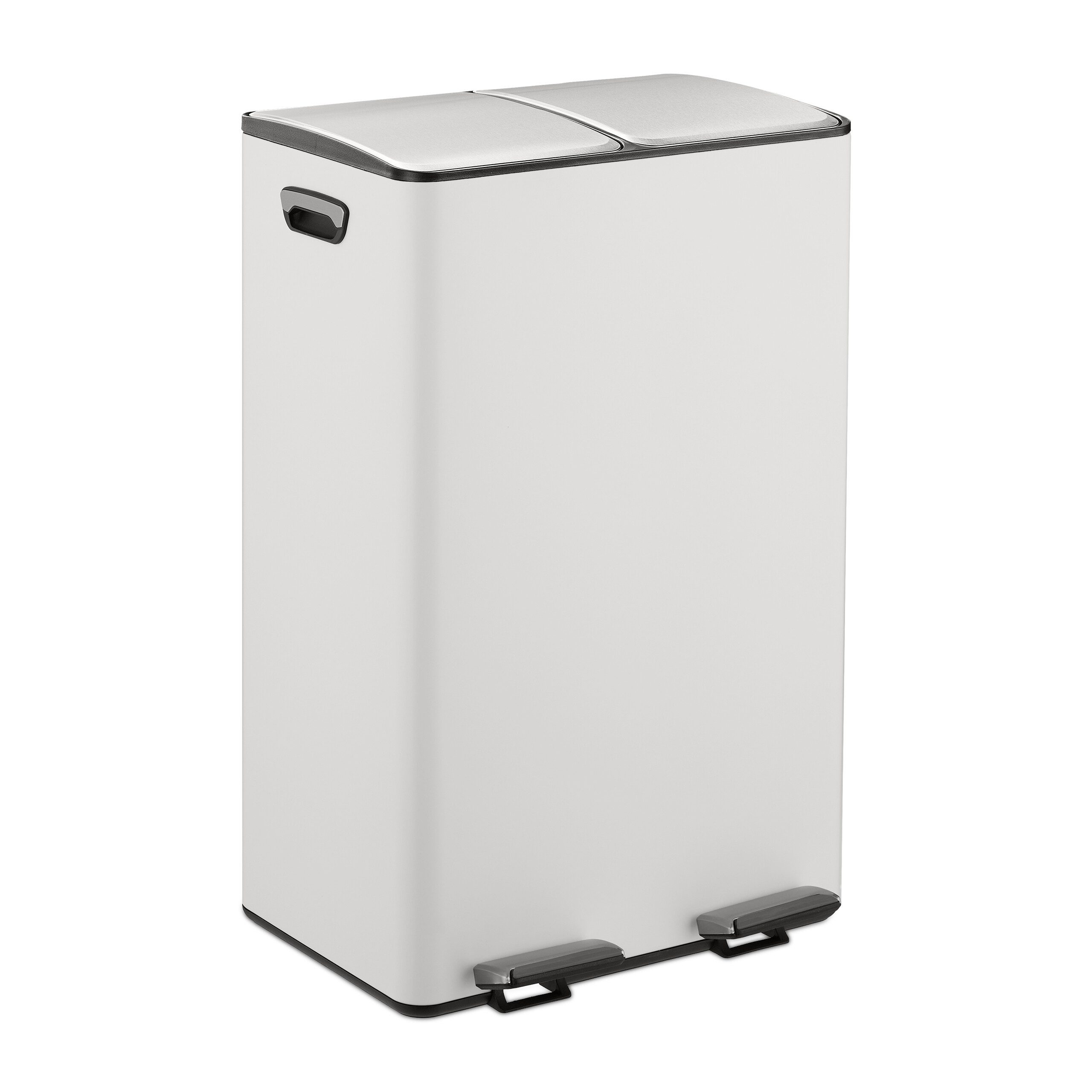 relaxdays Mülleimer Küche 2x 30 Liter, weiß