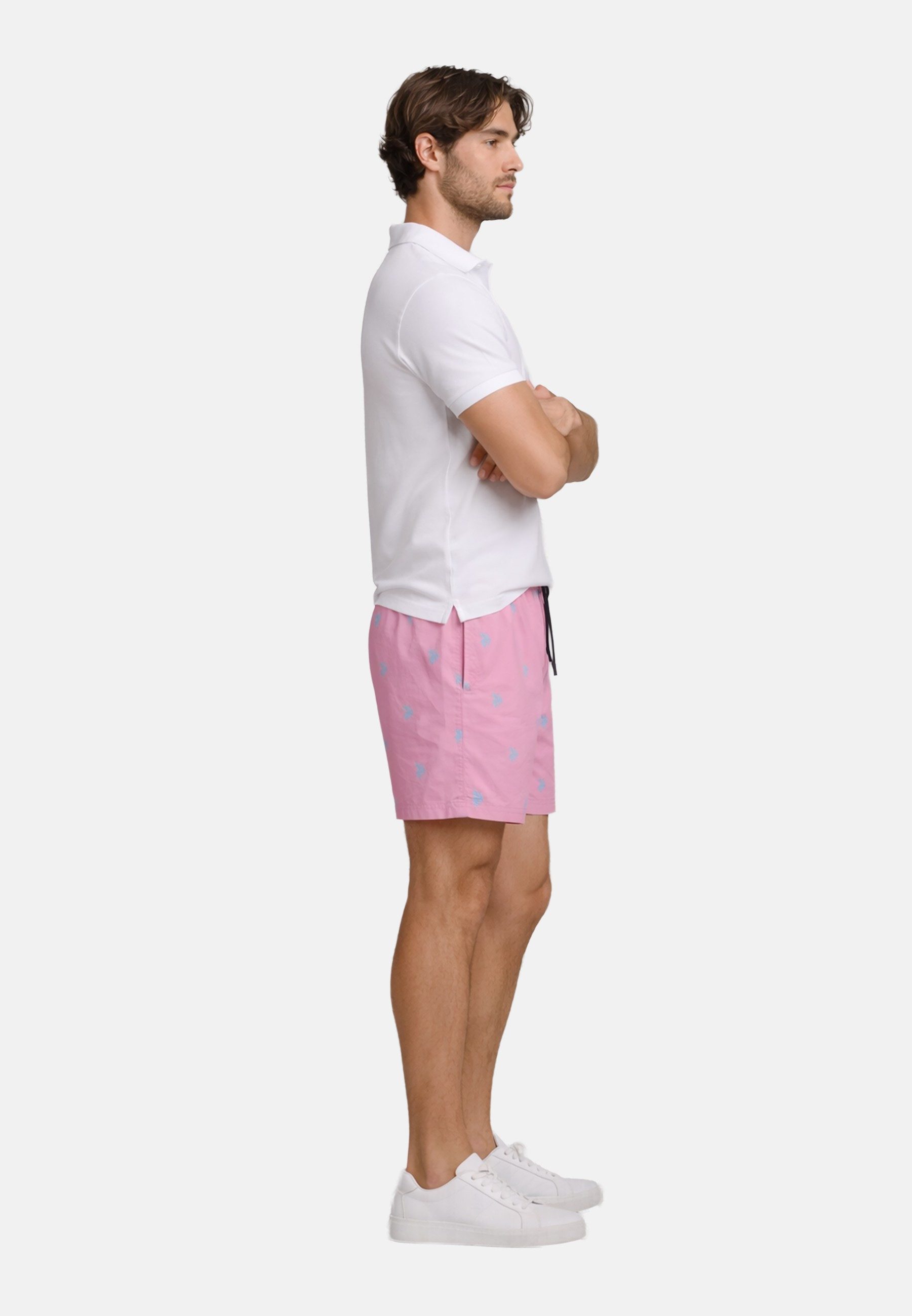 U.S. Polo Assn. Badeshorts Schwimmshorts USMilan – Herren Shorts mit Allover-Logo-Design Allover-Logo-Print, zwei Eingrifftaschen, verstellbare Bindekordel