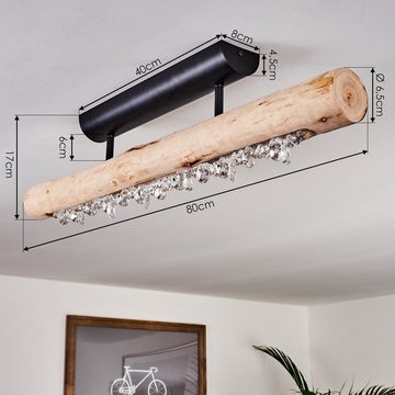 hofstein Deckenleuchte »Lipusa« längliche Deckenlampe aus Metall Schwarz und Holz, 3000 Kelvin, 1xLED 15 Watt, 1200 Lumen, über herkömmlichen Lichtschalter dimmbar