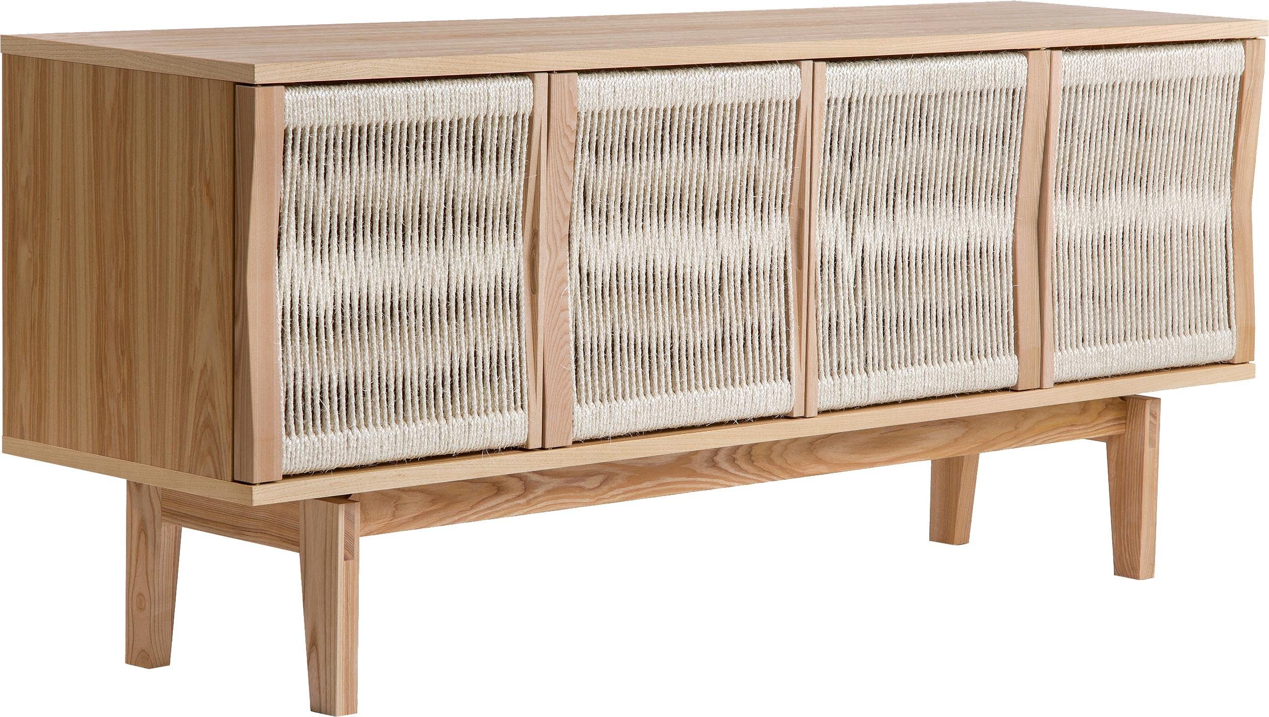 Woodman Sideboard Lidia, Kommode, Türenfronten aus nartürlichem Hanfseil, Breite 180 cm, FSC®