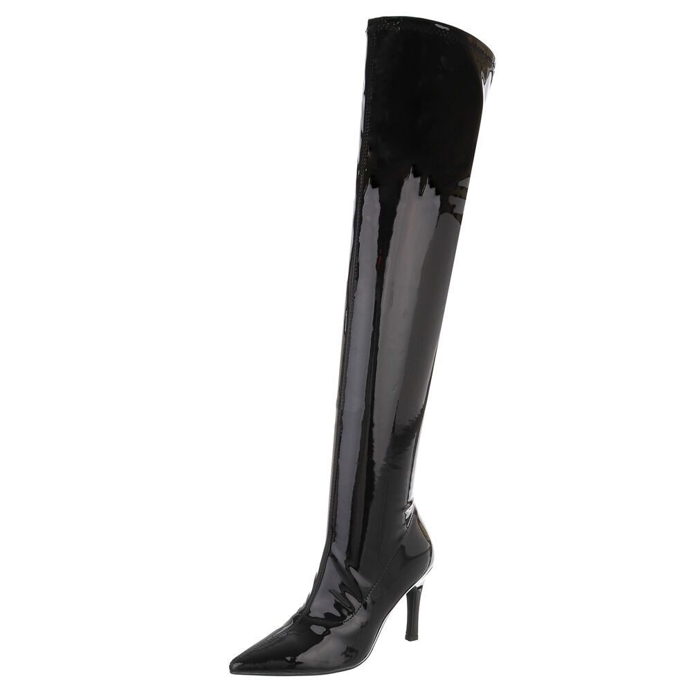 Ital-Design Damen Abendschuhe Party & Clubwear Overkneestiefel (88671741) Pfennig-/Stilettoabsatz Stiefel in Schwarz