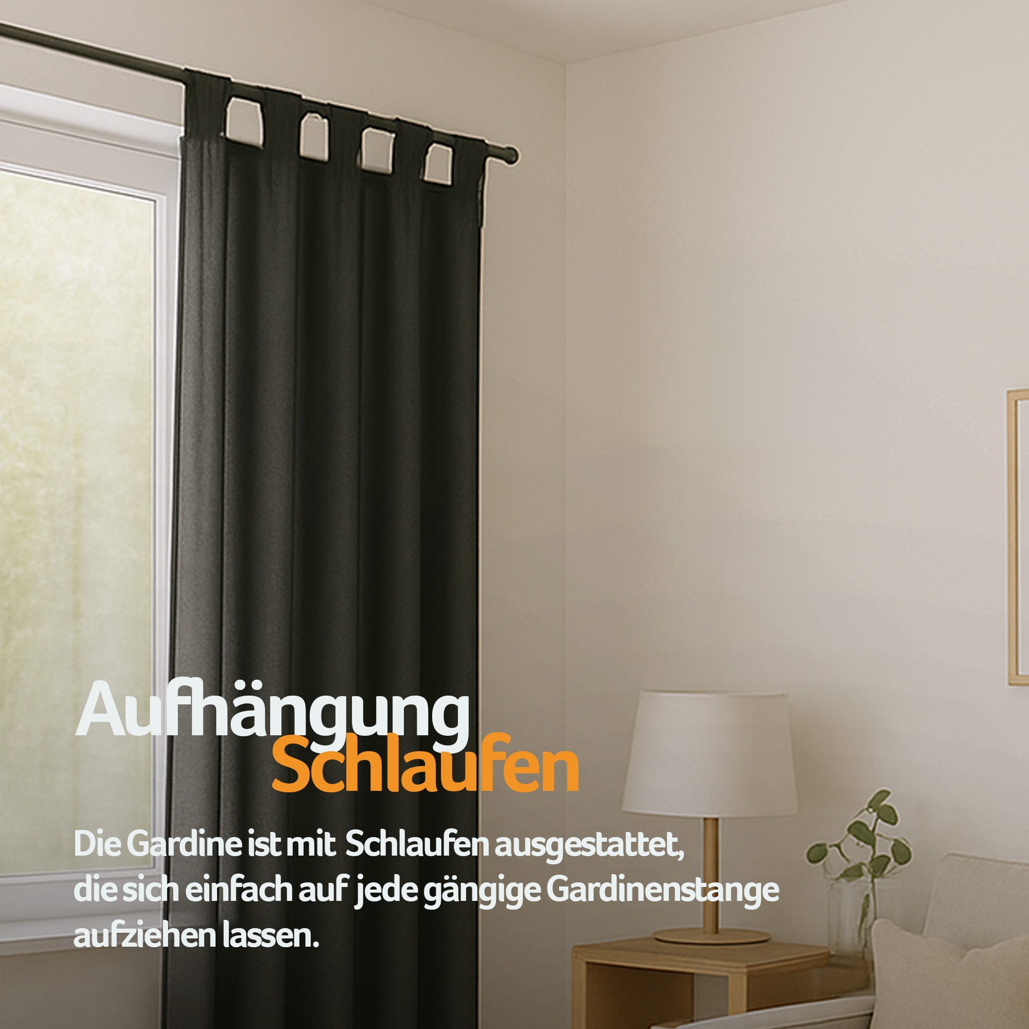 Bestlivings Vorhang "Ellen" mit Schlaufen (1 St), Schlaufen, blickdicht, einfarbig, waschbar bei 30°C, bügelleicht, trocknergeeignet