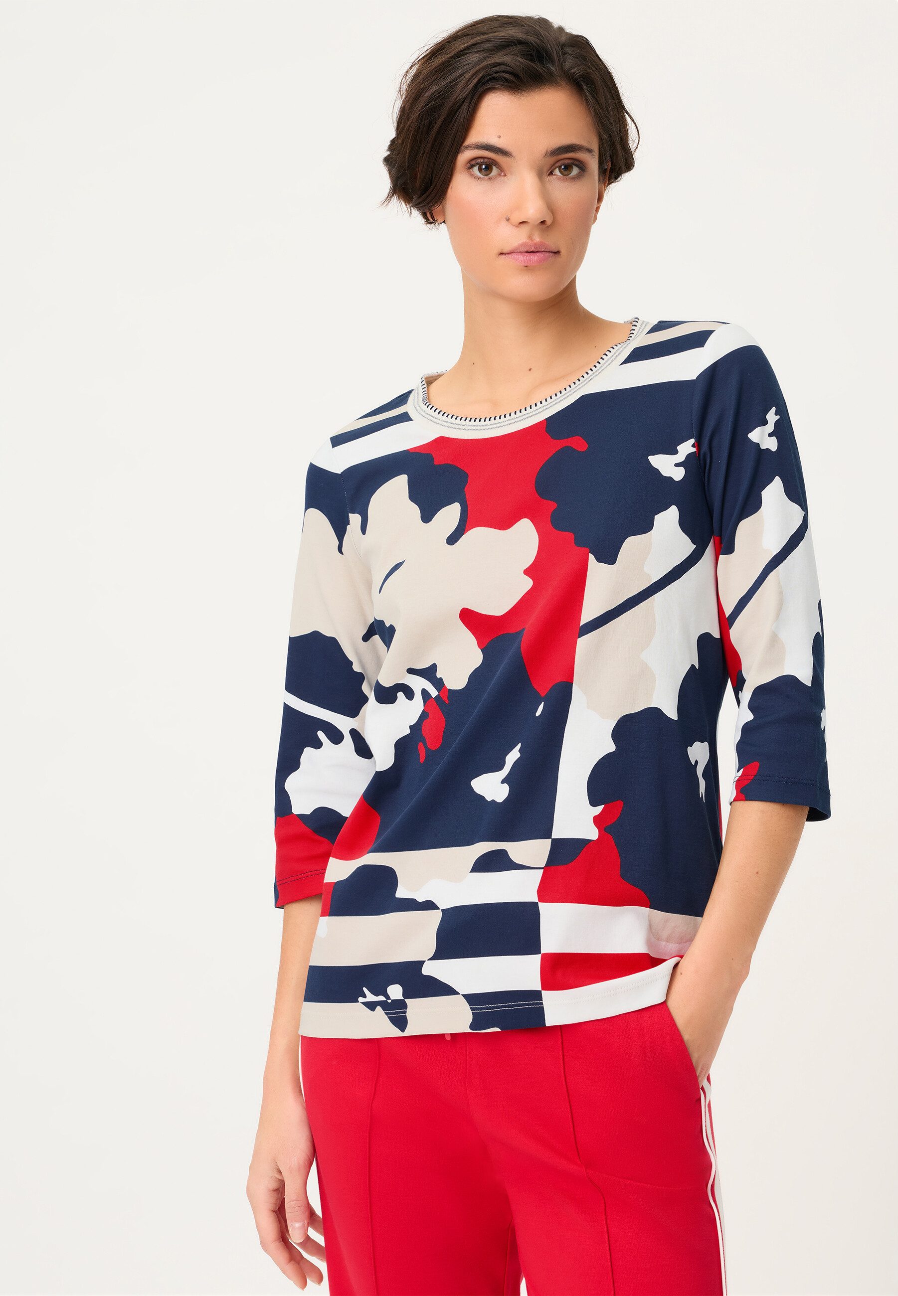 Olsen T-Shirt Shirt mit Panneaux-Print