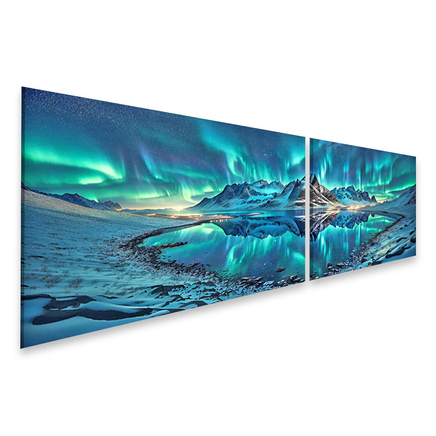 islandburner Leinwandbild Polarlichter über Nachtlandschaft atemberaubend Aurora Borealis