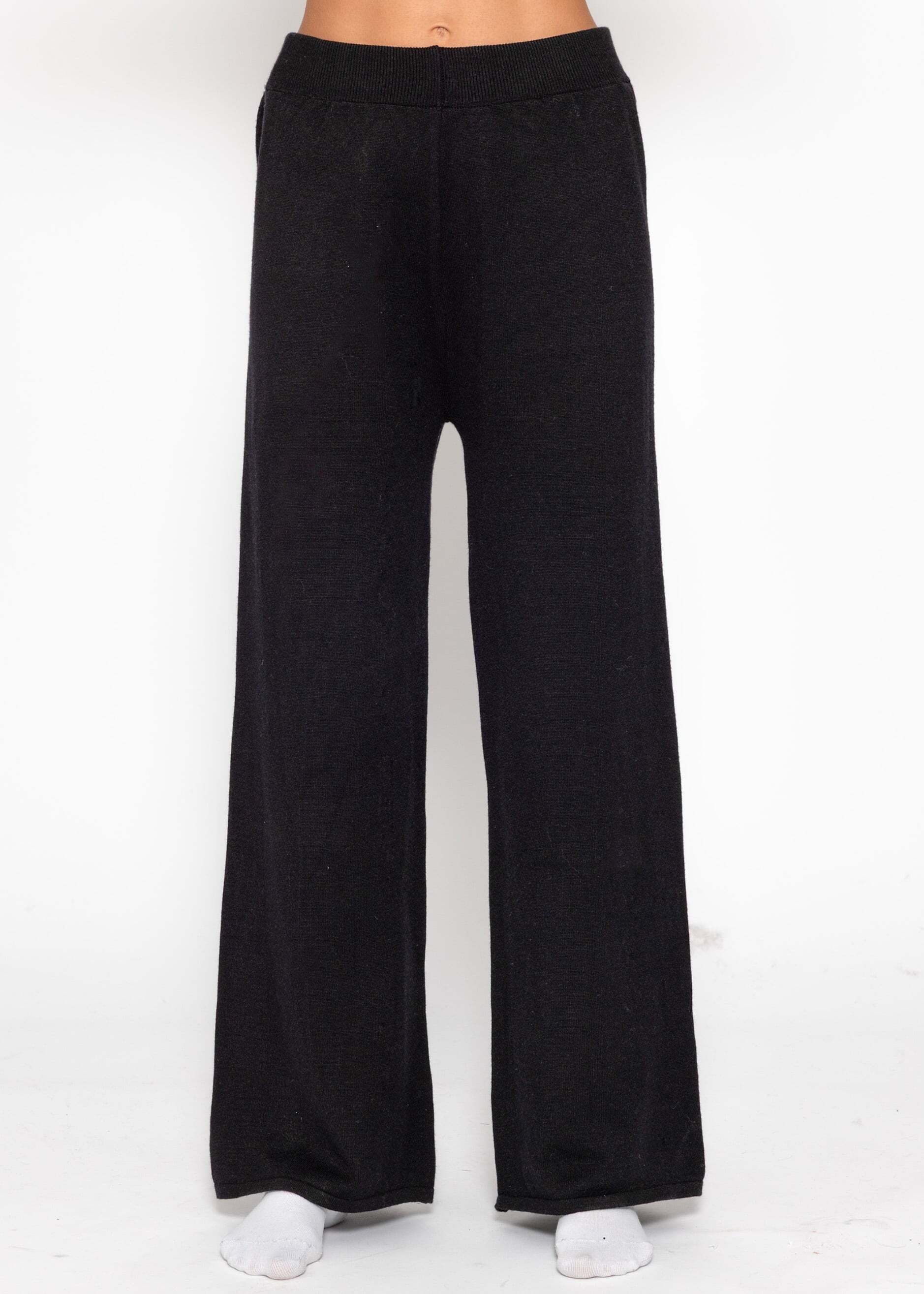 SASSYCLASSY Strickhose Strickhose für Damen Moderne Stoffhose mit ausgestelltem Schnitt und elastischem Bund