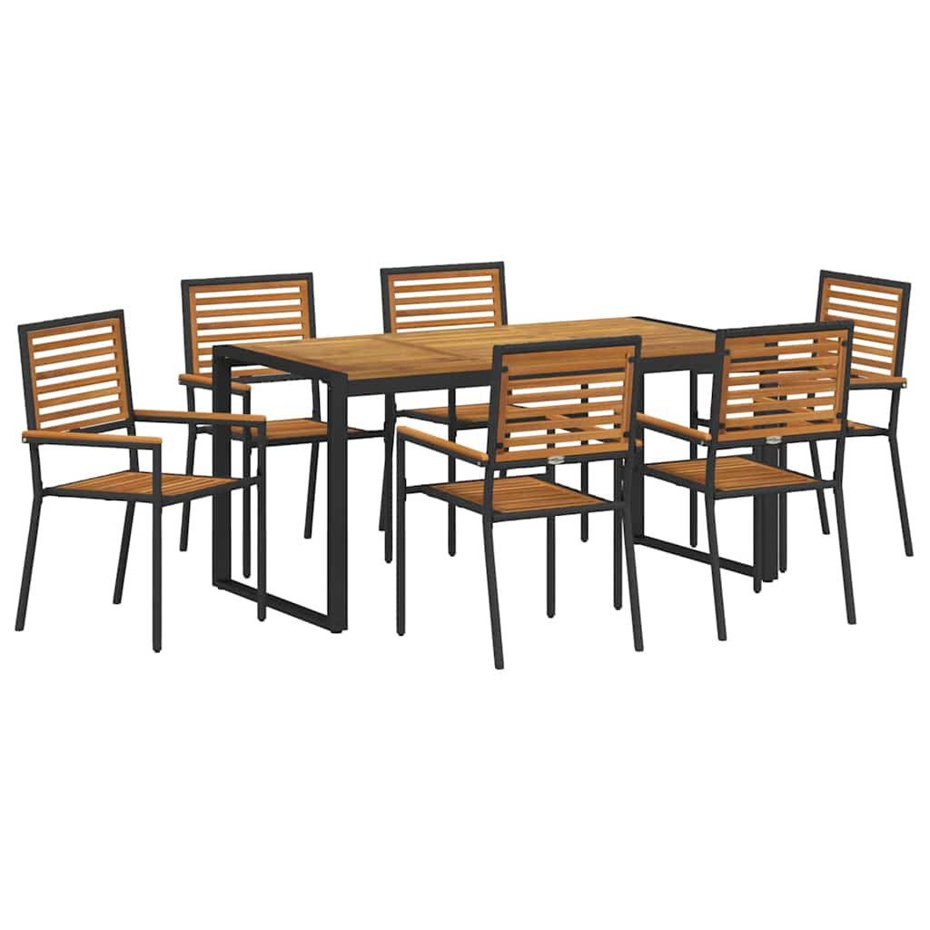 vidaXL Gartenstuhl Garten Essgruppe 7 pcs Schwarz und Braun Poly-Rattan (7 St)