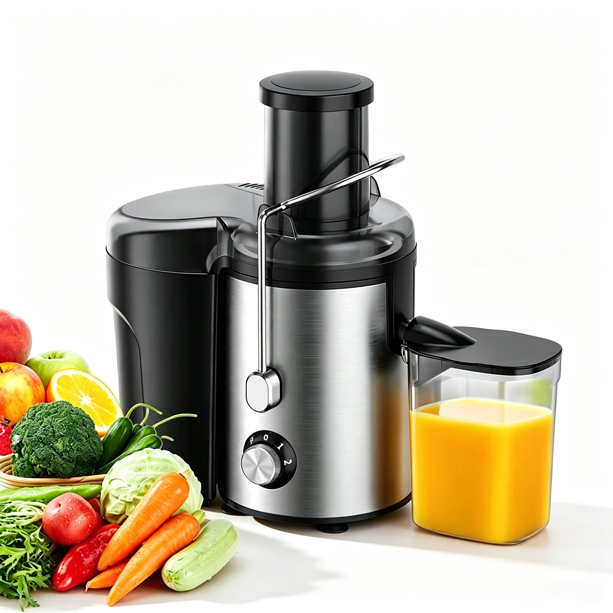 ibettertec Zentrifugenentsafter Zentrifugaler Edelstahl Entsafter für Obst und Gemüse 600W, 600 W, elektrisch, 3 Geschwindigkeitsstufen, Überhitzungsschutz, BPA-frei