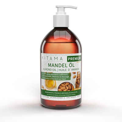 Kitama Körperöl Mandelöl Naturkosmetik - sanftes Baby-Öl, Pflege-Öl für Haut & Haar 500ml, Basisöl Massageöl