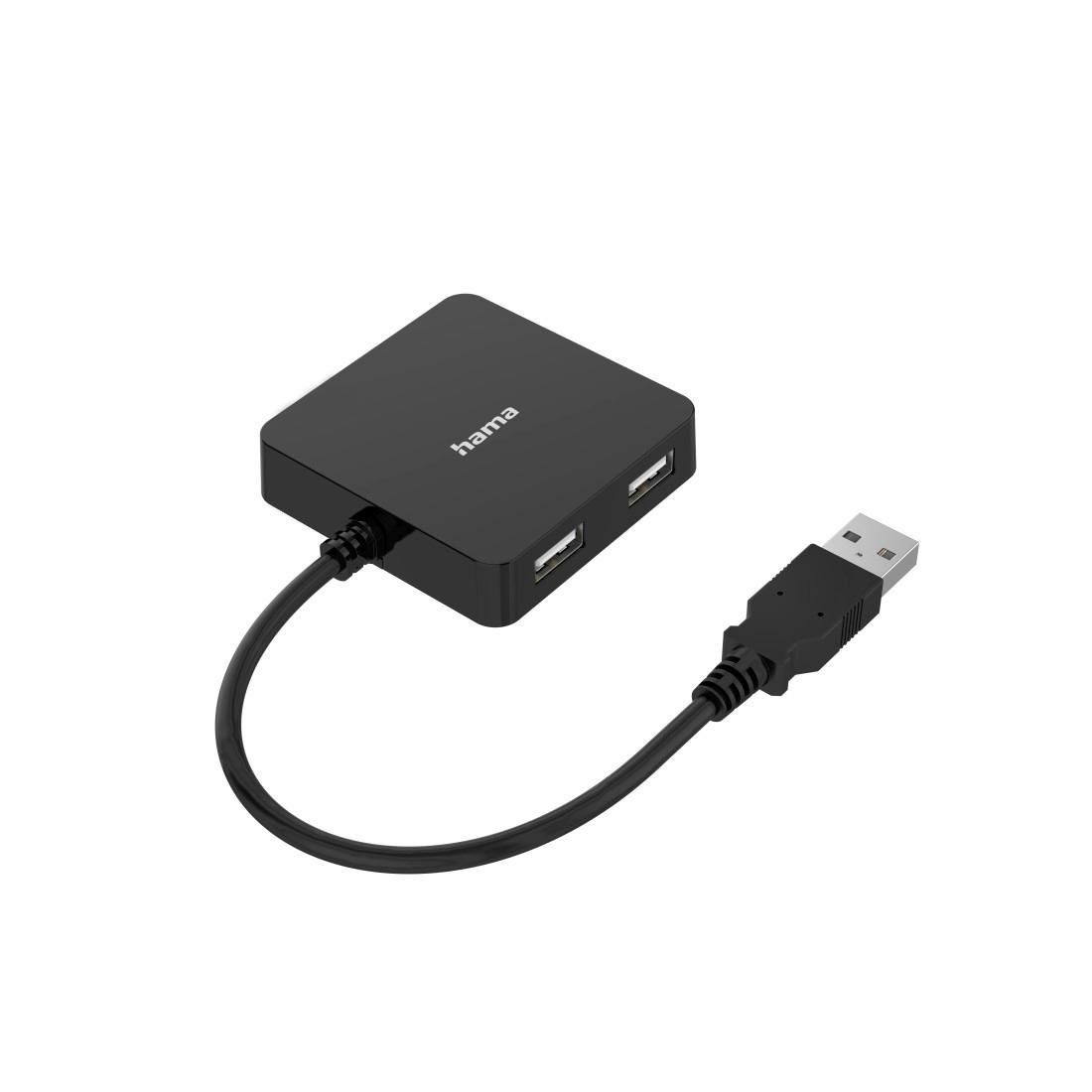 Hama USB-Adapter USB-Hub, 4 Ports, USB 2.0, 480 Mbit/s USB-Adapter USB zu USB 2.0, 15 cm