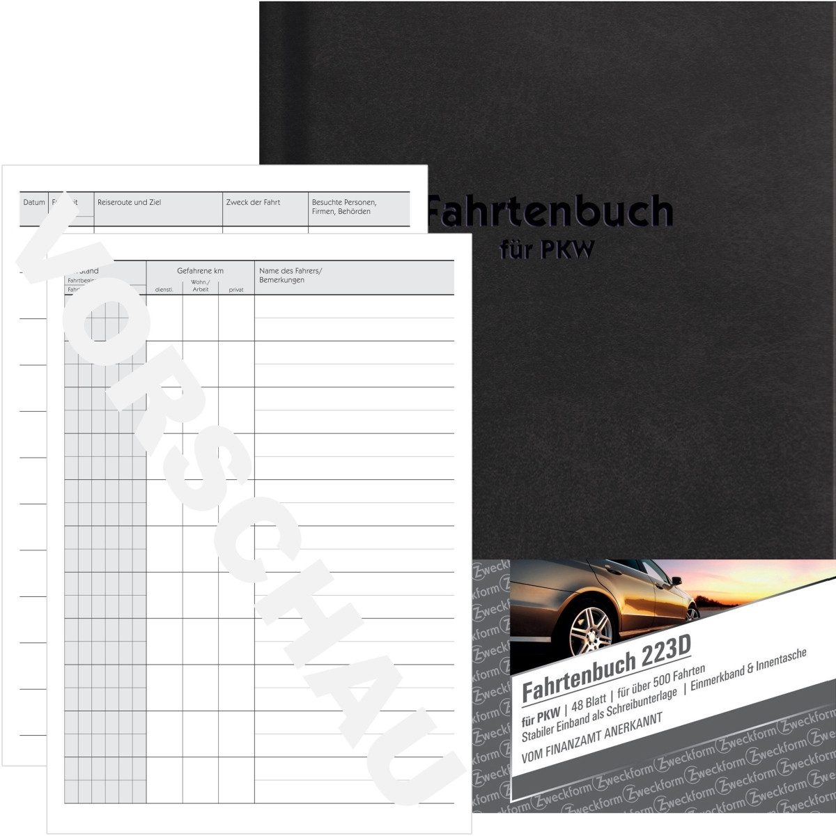 Avery Zweckform Formularblock Fahrtenbuch A5 hoch für Pkw mit 48 Blatt mit Ausfüllhilfe