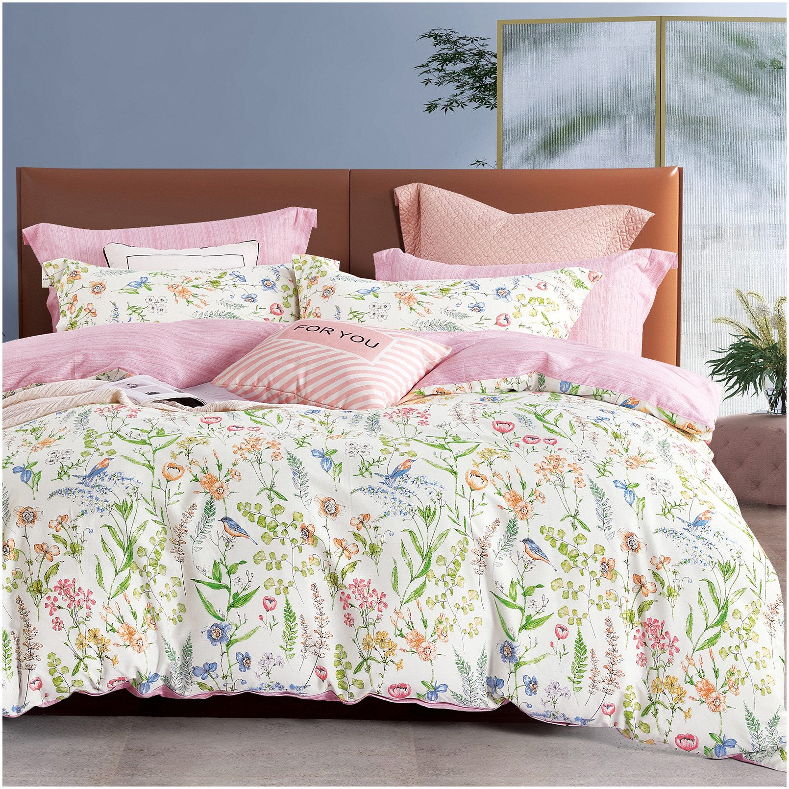 KEAYOO Bettwäsche HXM, 4 teilig, Rosa Blumenmuster Bettwäsche Baumwolle mit günstig online kaufen