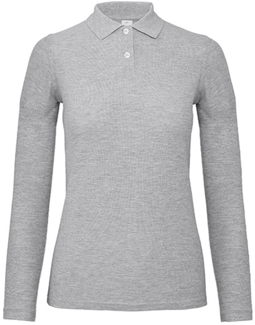 B&C Langarm-Poloshirt Damen Long Sleeve Polo ID.001 / 100 % Baumwollpiqué günstig online kaufen
