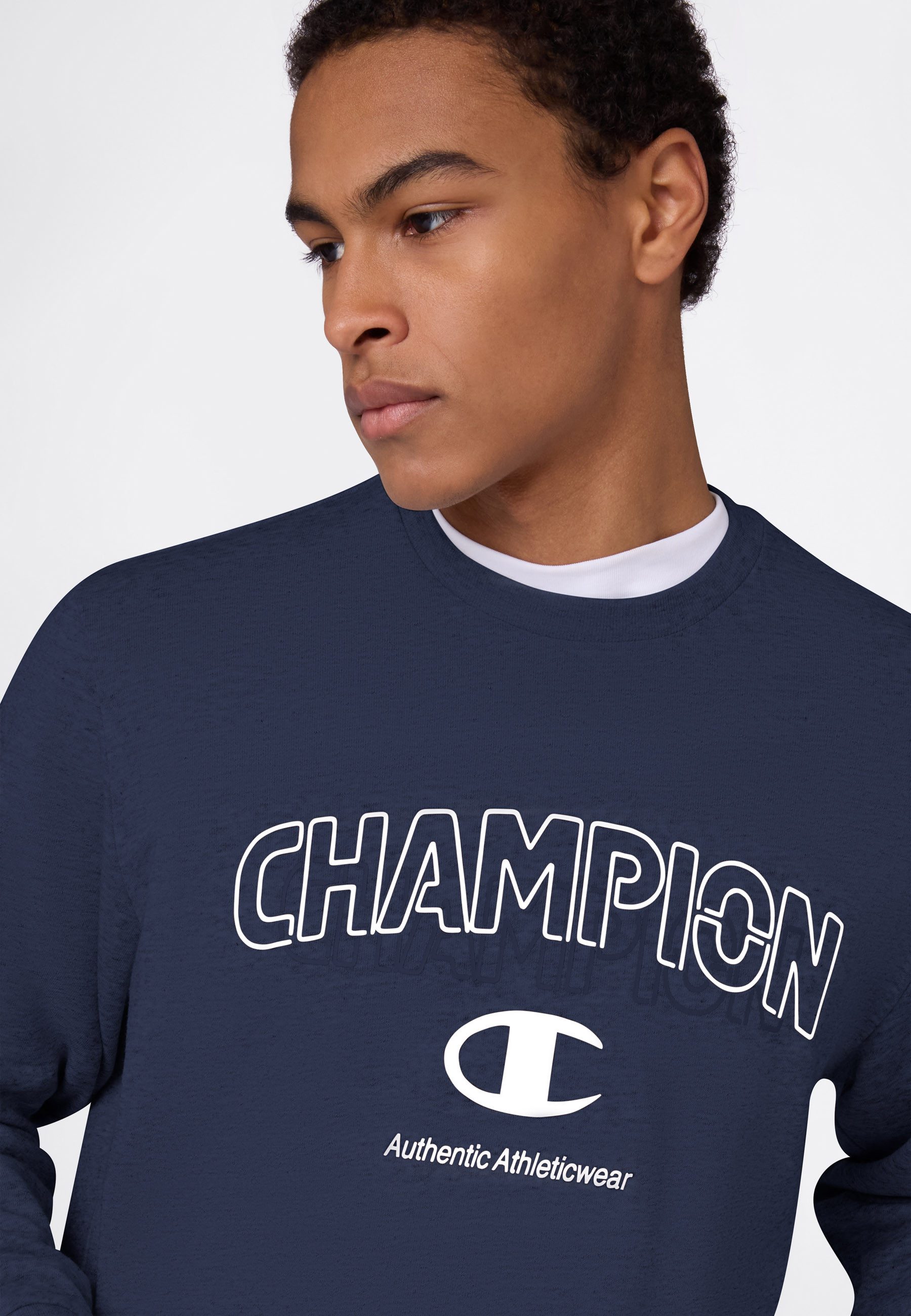 Champion Sweatshirt Graphic Terry Crewneck Sweatshirt mit Rundhalsausschnitt, ohne Verschluss, aus Baumwolle und Polyester