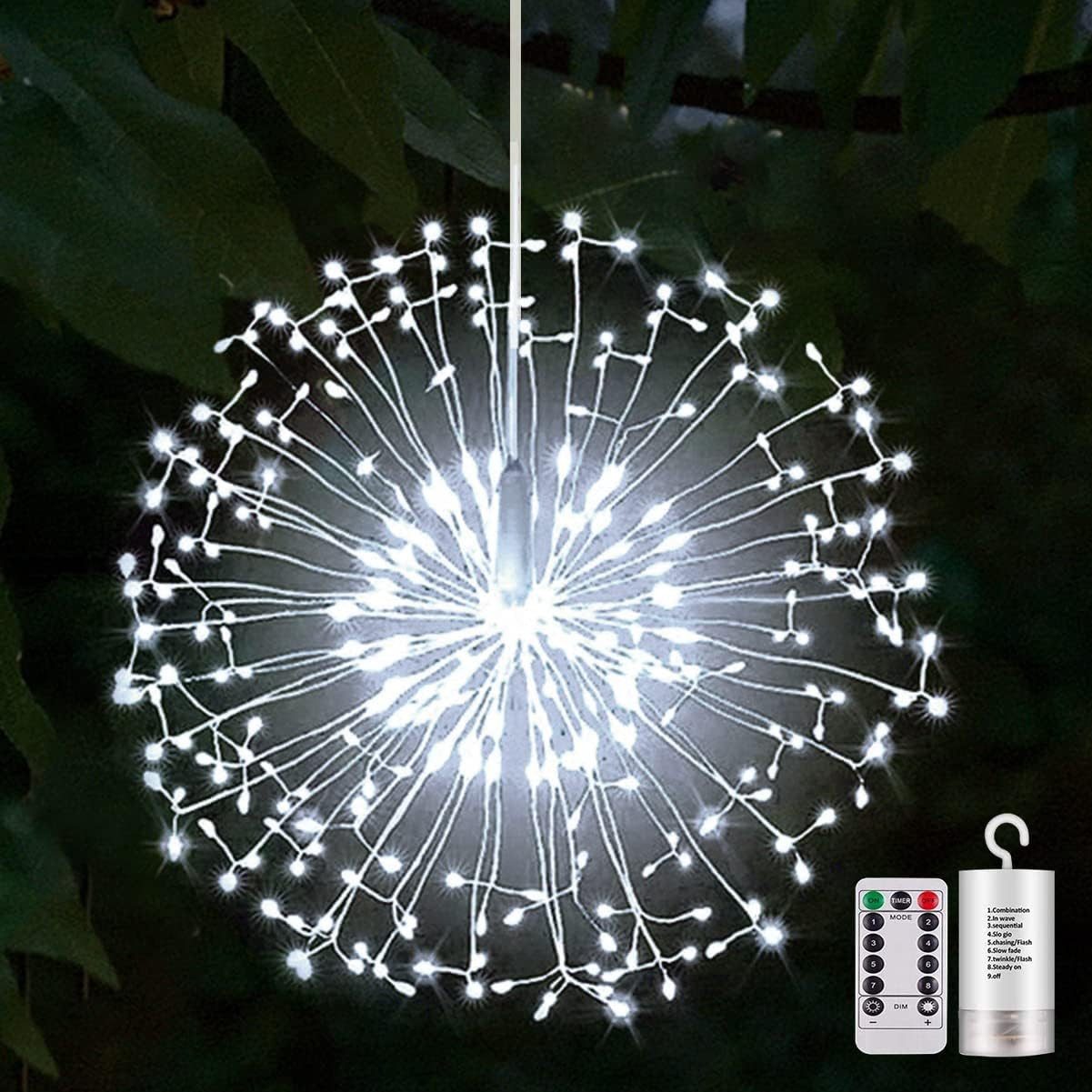 Lapamax LED-Lichterkette Feuerwerk Lichterkette Hängende,LED Weihnachtsbeleuchtung Innen, 8 Modi Feuerwerk Lichter mit Fernbedienung, für Weihnachten