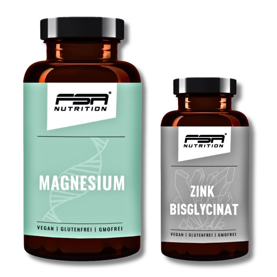 FSA NUTRITION Set Magnesium Bisglycinat 120 Kapseln & Zink Bisglycinat 365 Tabletten Kapseln und Tabletten