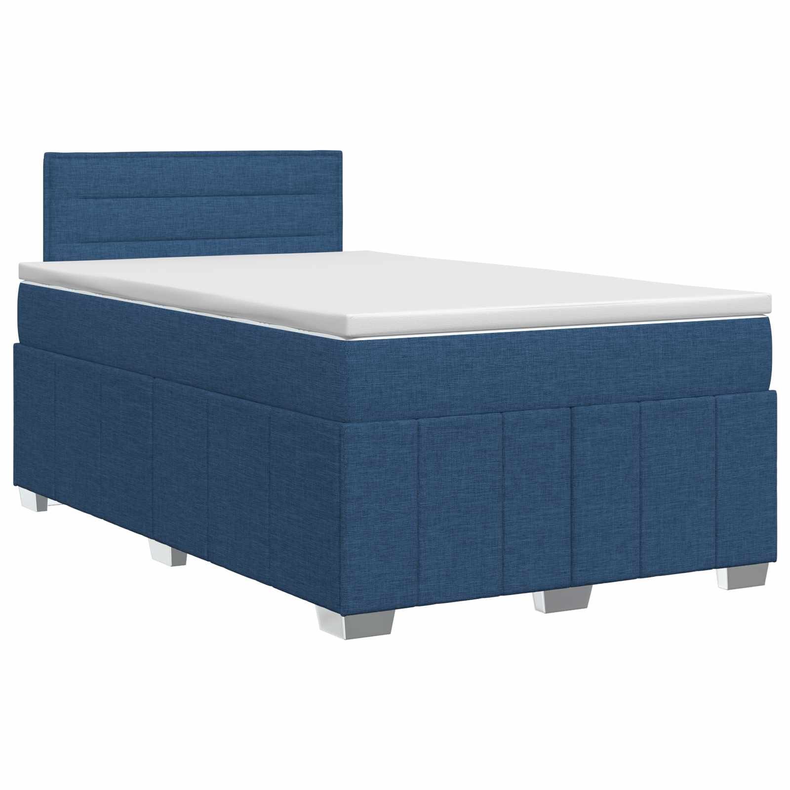 vidaXL Bett Boxspringbett mit Matratze mit Kopfteil Blau 120 x 190 cm Stoff (1-tlg)