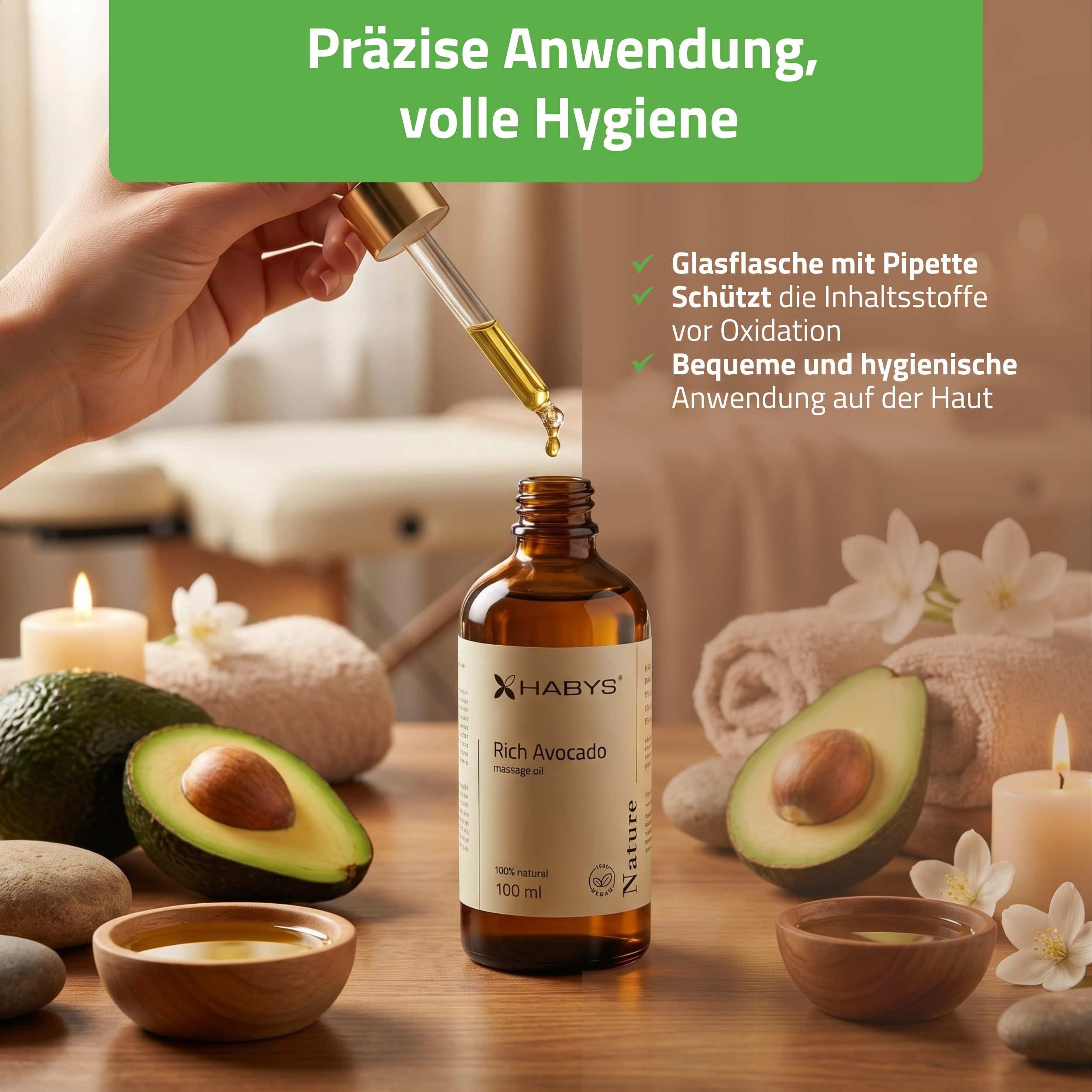 Habys Massageöl Massageöl Nature Sweet Almond 100 % Natural Mandelöl vegan 100 ml