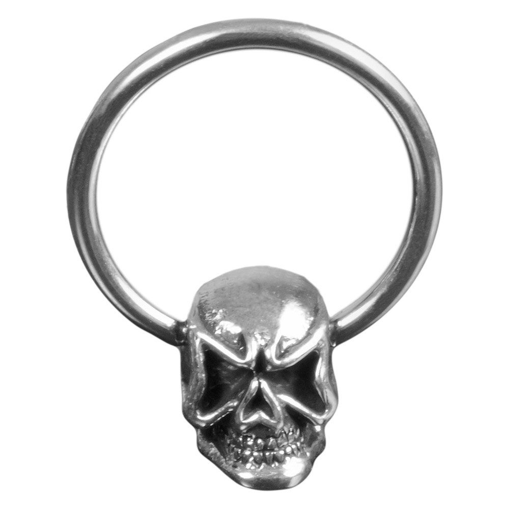 viva-adorno Nasenpiercing BCR Klemmring Chirurgenstahl Messing Totenkopf Ohrpiercing, Brustpiercing Brustwarzenpiercing Intimpiercing Klemmkugelring Silber | Nasenpiercings