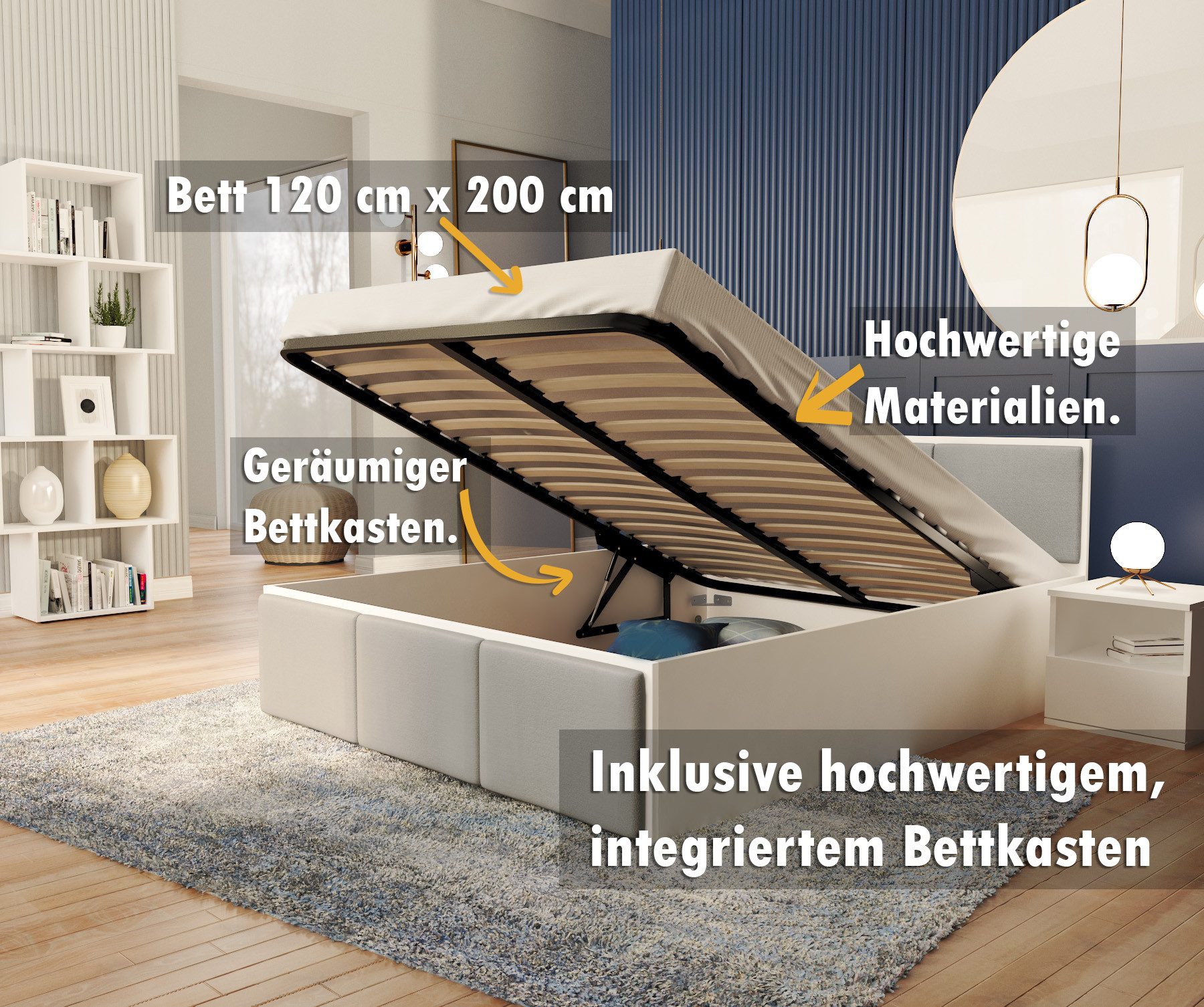 FDM Polsterbett mit Lattenrost Doppelbett 120x200, günstig online kaufen