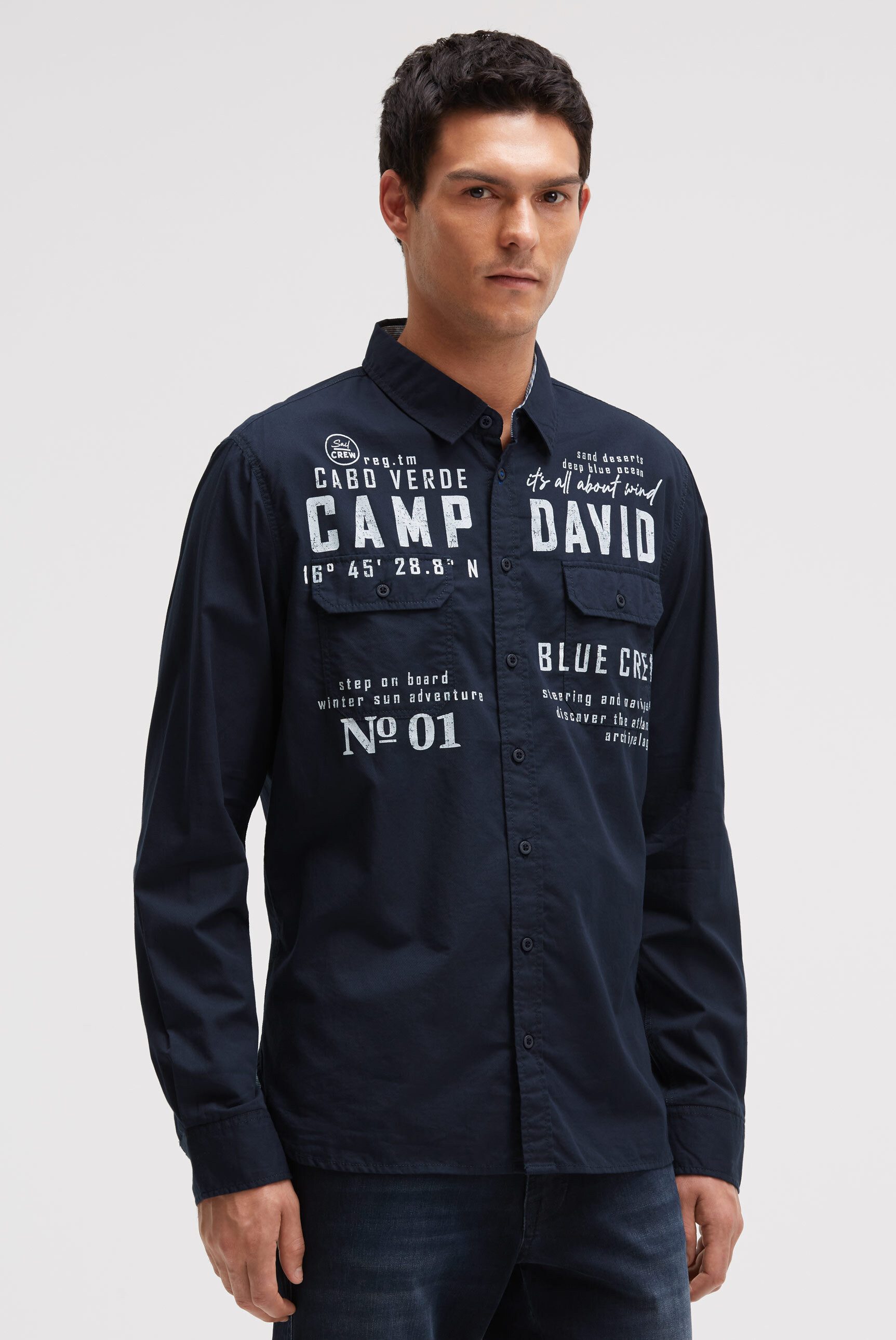 CAMP DAVID Langarmhemd mit Klappentaschen