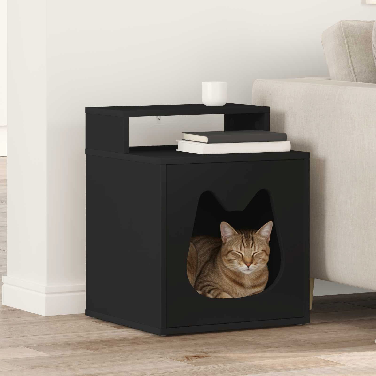vidaXL Tierkorb 42,5 x 40 x 53,5 cm Katzenhaus Schwarz 42,5x40x53,5 cm Spanplatte