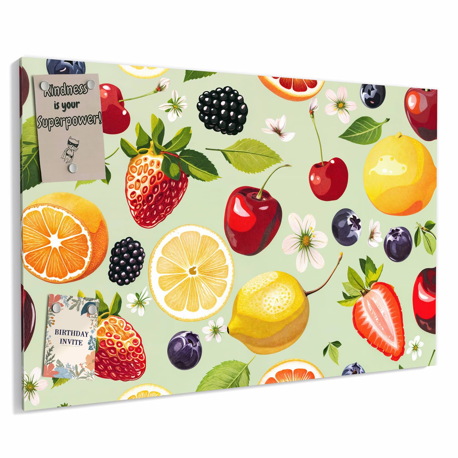 Primedeco Magnettafel Metall Magnettafel Whiteboard "Fruchtmix"  beschreibbar & magnetisch, (Inklusive Stift, Magnete und Montagematerial, 1-tlg., 9 verschiedene Größen), Magnetisch und Beschreibbar