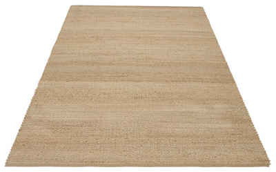 Teppich Hanf Uni, Home affaire, rechteckig, Höhe: 5 mm, Wendeteppich, flacher Teppich, einfarbig, ideal im Wohnzimmer & Küche