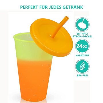 iceagle Becher Wiederverwendbare Trinkbecher, 5 Stücke 16F Farbewechsel Trinkbecher, 700ML