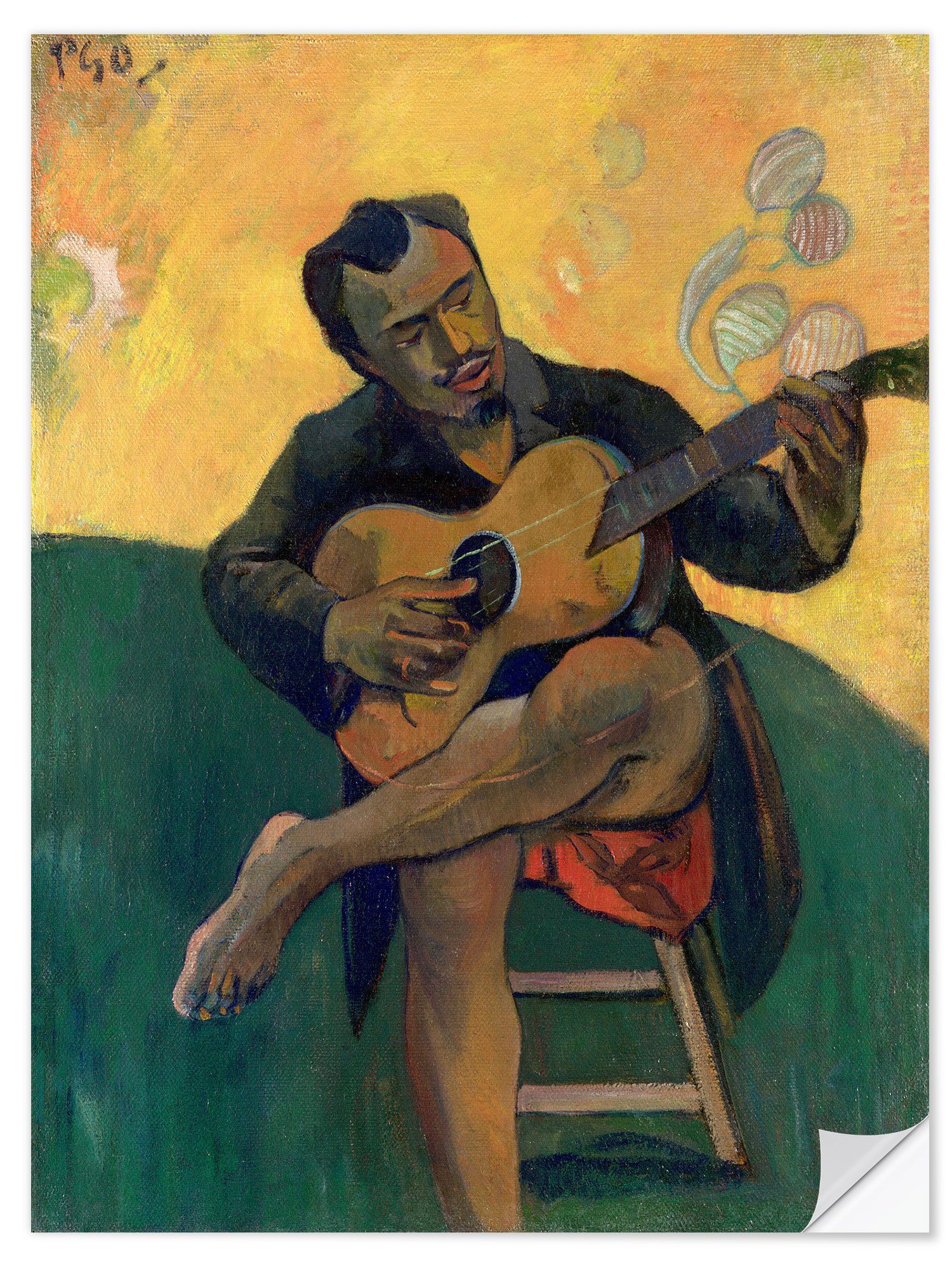 Posterlounge Wandfolie Paul Gauguin, Der Gitarrenspieler, Malerei