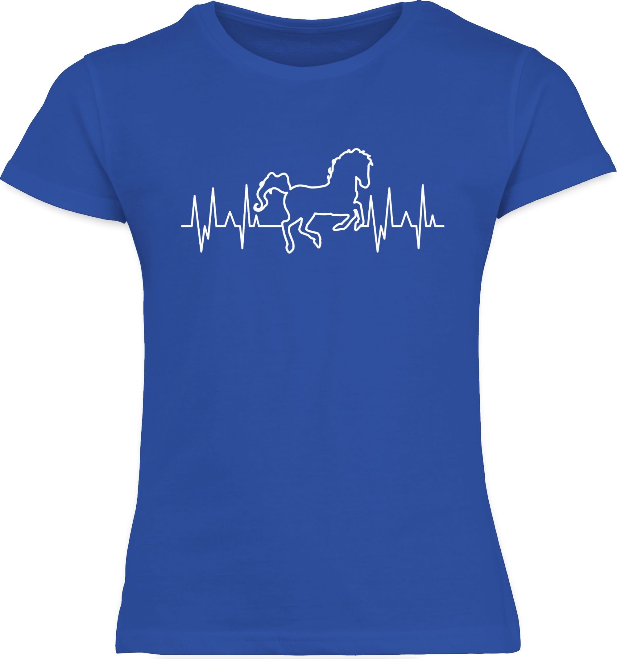 weiß T-Shirt 2 Royalblau Pferd Shirtracer - Herzschlag Pferd