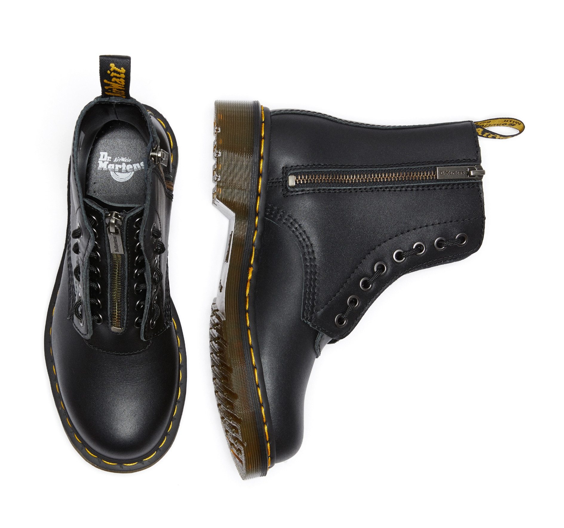 DR. MARTENS 1461 Pascal 8 Eye Boot Schlupfboots Festivalboots, Schlupfboots mit Vorder-Reißverschluss