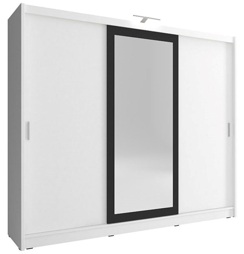 Feldmann-Wohnen Schiebetürenschrank Wiki (Wiki, 1-St., Kleiderschrank mit 3 Schiebetüren) 250cm weiß/schwarz