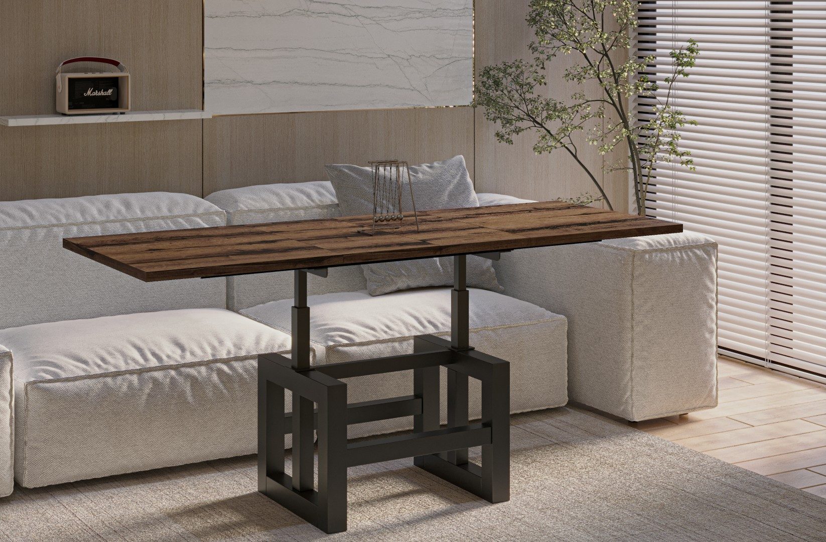 Endo-Moebel Couchtisch Couchtisch Lili - ausziehbar 110-170cm und höhenverstellbar Doppellift, Metall, Couch- & Esstisch, Funktionstisch, modern Design, umwandelbar