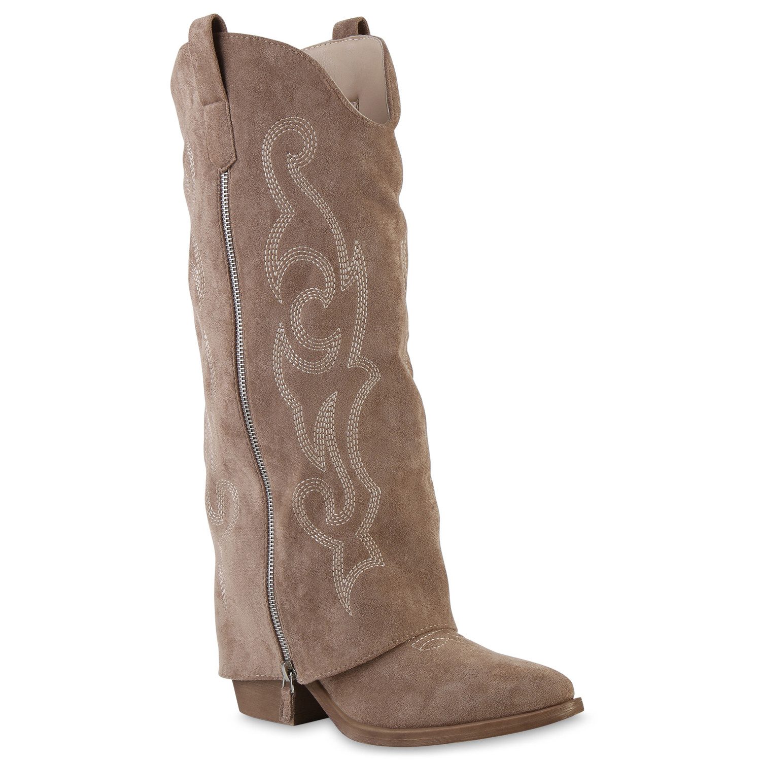 VAN HILL 841891 Cowboystiefel Damen Schuhe aus Wildleder mit Stickerei und günstig online kaufen