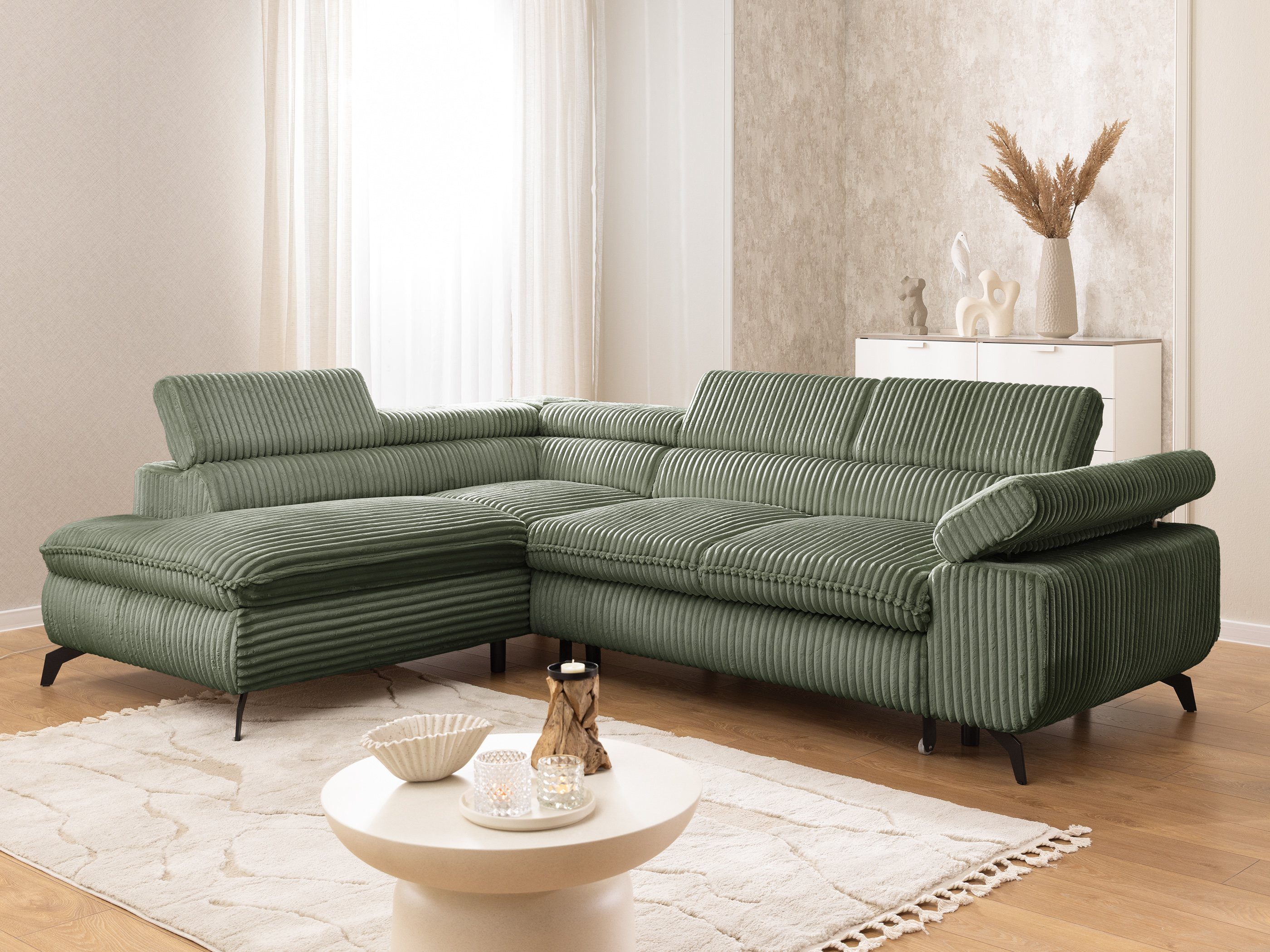 S-Style Möbel Ecksofa Bonnie mit Schlaffunktion Bettkasten und Kopfteilvers günstig online kaufen