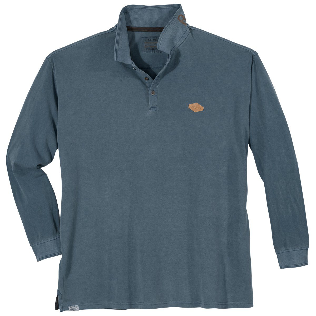 Übergrößen blau Langarm-Poloshirt redfield Redfield Langarm-Poloshirt Vintage