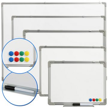 NYVI Magnettafel Whiteboard ECO Wandtafel mit Aluminium-Rahmen & Stiftablage, (1-tlg), Magnetisch & Beschreibbar, mit Marker und Magneten, Weißwandtafel