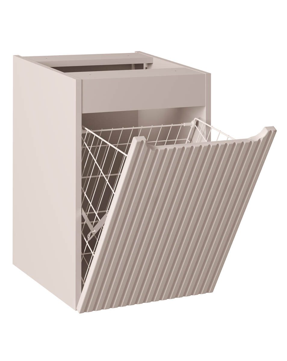einfachgutemoebel Waschtisch-Set Badezimmer Seitenschrank ILUNA Cash 40cm, mit Wäschekorb, kaschmir, (Badmöbel Set, 1-St., Wäschschrank)
