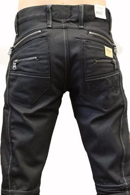Cipo & Baxx Regular-fit-Jeans Herren Jeans Hose mit ausgefallenem Design und gewachster Waschung Weiße Kontrastnähte und stylische Zipper