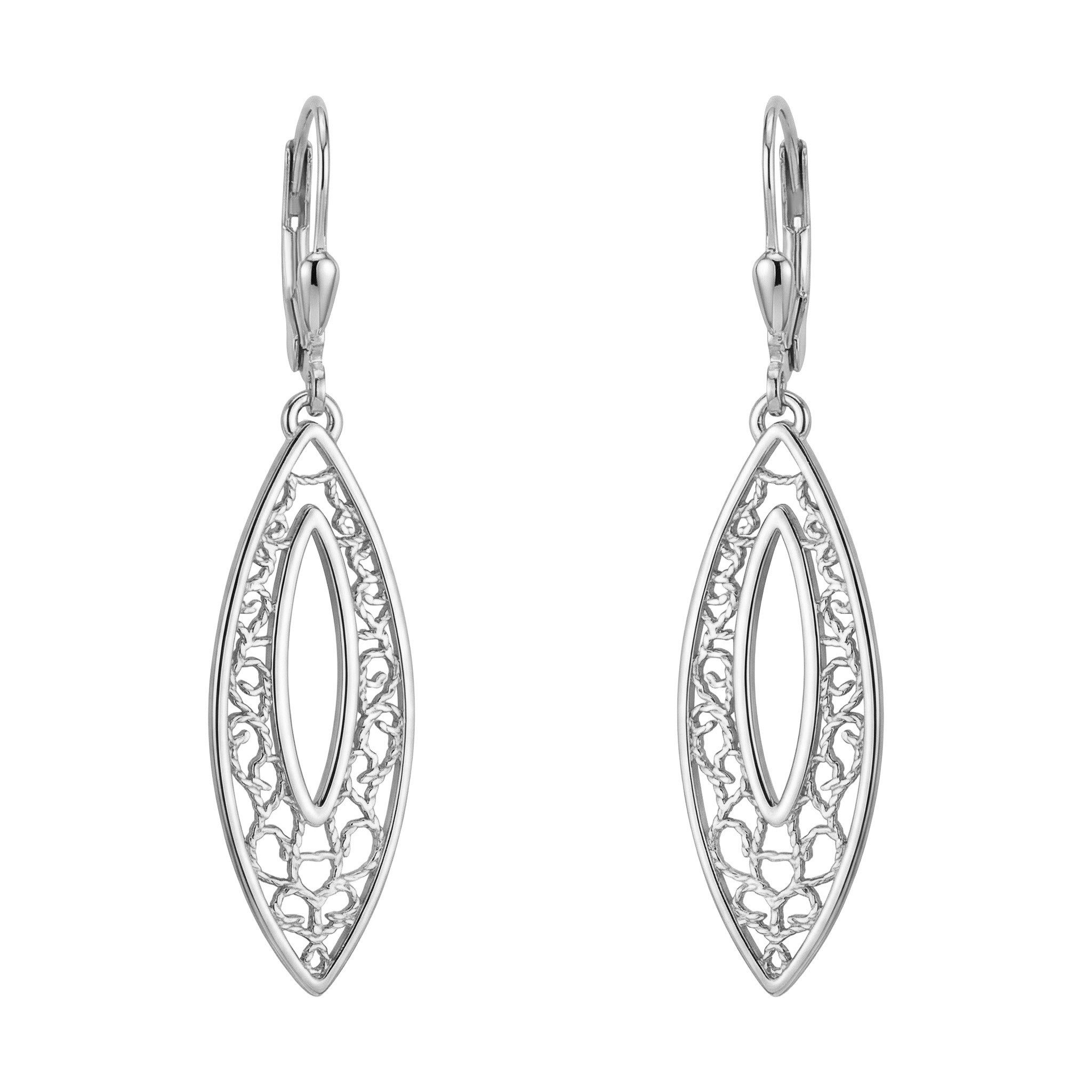 Sofia Milani Paar Ohrhänger Ovales Ornament, 925 Silber Damen Schmuck - E2072