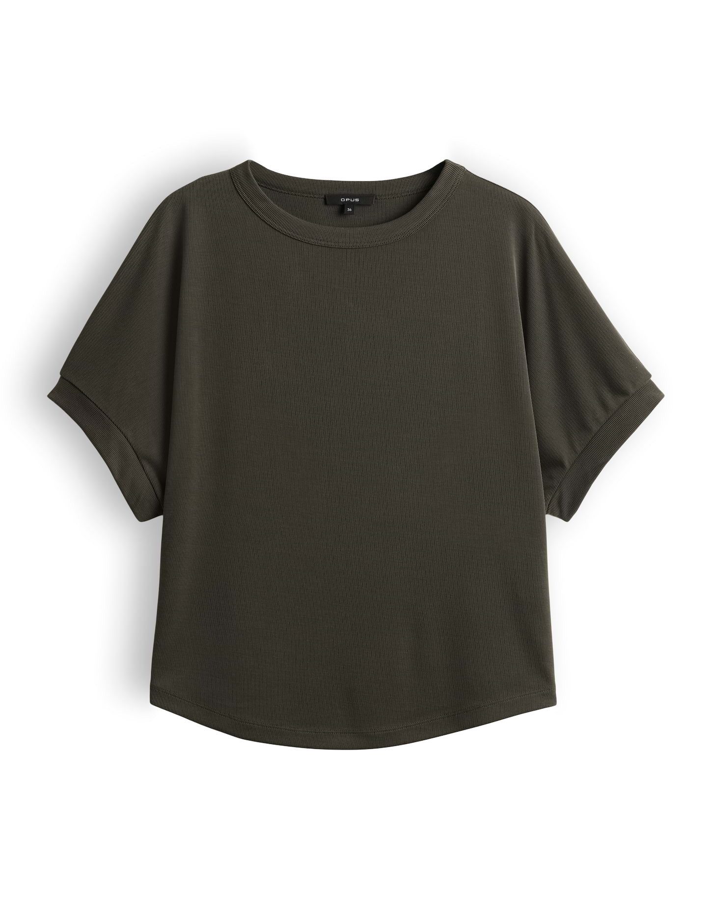 OPUS Kurzarmshirt Setama mit Rippstruktur Boxy Shirt Der abgerundete Saum wirkt modern und unkompliziert