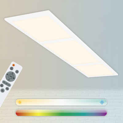Briloner Leuchten LED Panel 7388-016, Dimmfunktion, LED fest verbaut, Farbwechsler, Kaltweiß, Neutralweiß, Tageslichtweiß, Warmweiß, CCT, RGB, separat steuerbar, Fernbedienung, weiß, 79, 5 x 24, 5 x 6 cm