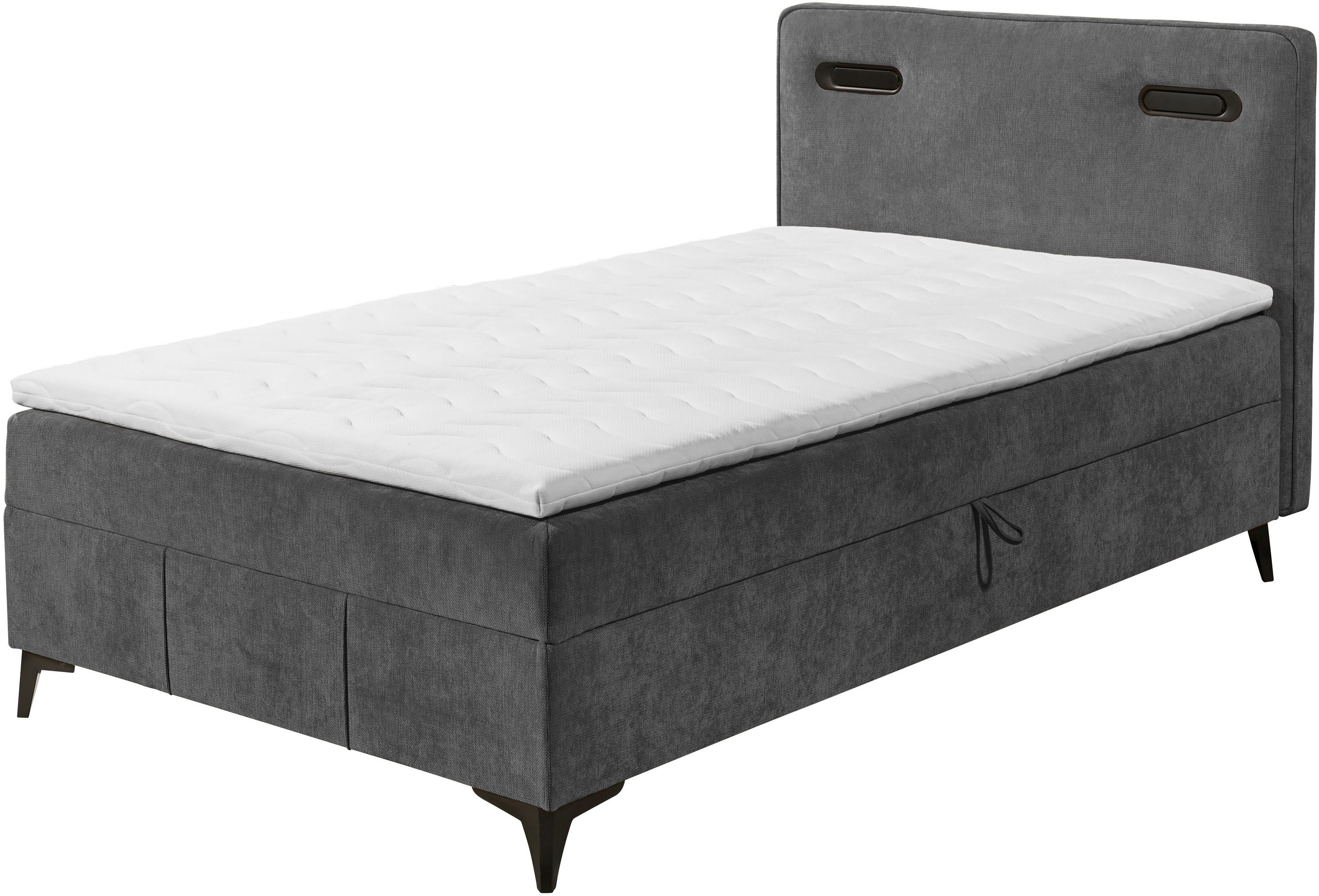 ED EXCITING DESIGN Boxbett Altea 120x200 mit LED und Bettkasten, inkl. 4 cm Topper, H3, Bettkasten und LED-Beleuchtung