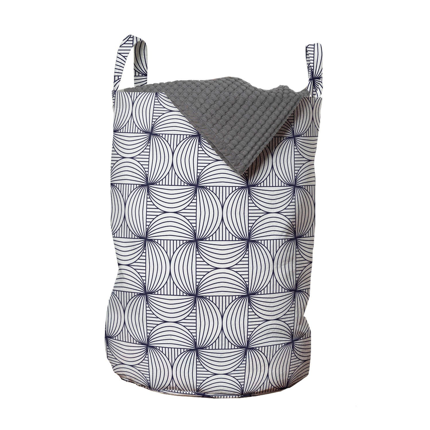 Abakuhaus Wäschesäckchen Wäschekorb mit Griffen Kordelzugverschluss für Waschsalons, Abstrakt Streifen und Halbkreise