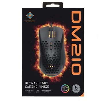 DELTACO GAMING DM210 WM75 leichte Gamer-Maus RGB 1000 Hz USB 1.8 m Maus (inkl. 5 Jahre Herstellergarantie)